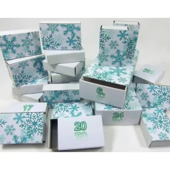 Adventskalender selber Befüllen, smarad grün Eiskristall, 26 mini-box, plus 2 big box, Zahlen 1-24, Advent