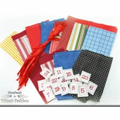 Adventskalender Stoff Säckchen mit gestickten Zahlen für Kinder und Erwachsene, Weihnachten, Advent, verschiedene Farben