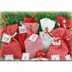 Adventskalender Stoff Säckchen mit gestickten Zahlen für Kinder und Erwachsene, Weihnachten, Advent, verschiedene Farben