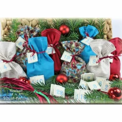 Adventskalender Stoff Säckchen mit gestickten Zahlen für Kinder und Erwachsene, Weihnachten, Advent, verschiedene Farben