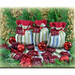 Adventskalender Stoff Säckchen mit gestickten Zahlen für Kinder und Erwachsene, Weihnachten, Advent, verschiedene Farben