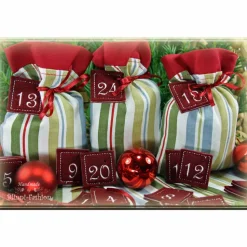 Adventskalender Stoff Säckchen mit gestickten Zahlen für Kinder und Erwachsene, Weihnachten, Advent, verschiedene Farben