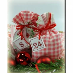 Adventskalender Stoff Säckchen mit gestickten Zahlen für Kinder und Erwachsene, Weihnachten, Advent, verschiedene Farben