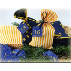 Adventskalender Stoff Säckchen mit gestickten Zahlen für Kinder und Erwachsene, Weihnachten, Advent, verschiedene Farben