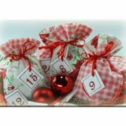Adventskalender Stoff Säckchen mit gestickten Zahlen für Kinder und Erwachsene, Weihnachten, Advent, verschiedene Farben