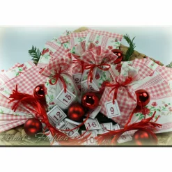 Adventskalender Stoff Säckchen mit gestickten Zahlen für Kinder und Erwachsene, Weihnachten, Advent, verschiedene Farben