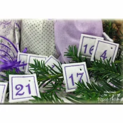 Adventskalender Stoff Säckchen mit gestickten Zahlen für Kinder und Erwachsene, Weihnachten, Advent, verschiedene Farben
