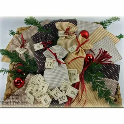 Adventskalender Stoff Säckchen mit gestickten Zahlen für Kinder und Erwachsene, Weihnachten, Advent, verschiedene Farben
