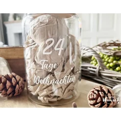 Adventskalender/ Vorratsglas Holzdeckel | Weihnachten | Keksglas |  | Plott | 1270ml | Geschenk zu Weihnachten | Glas