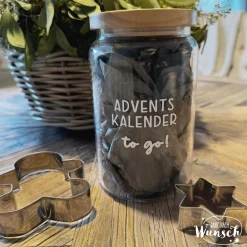 Adventskalender/ Vorratsglas Holzdeckel | Weihnachten | Keksglas |  | Plott | 1270ml | Geschenk zu Weihnachten | Glas