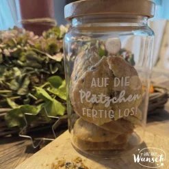 Adventskalender/ Vorratsglas Holzdeckel | Weihnachten | Keksglas |  | Plott | 1270ml | Geschenk zu Weihnachten | Glas