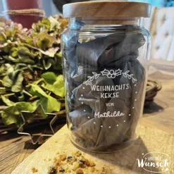 Adventskalender/ Vorratsglas Holzdeckel | Weihnachten | Keksglas |  | Plott | 1270ml | Geschenk zu Weihnachten | Glas