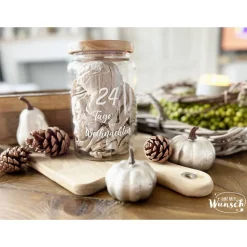 Adventskalender/ Vorratsglas Holzdeckel | Weihnachten | Keksglas |  | Plott | 1270ml | Geschenk zu Weihnachten | Glas