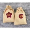 Adventskalender **weinROT** von ZWEIFARBIG Jutesäckchen mit Zahlen 24er Set Stern Kreis Adventszahlen Säckchen