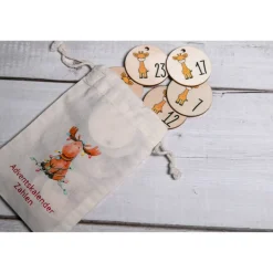 Adventskalender Zahlen Holz 1–24, rund Ø4,5 cm, Giraffe – farbig bedruckt | wiederverwendbar