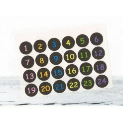 Adventskalender Zahlen Sticker, 3cm rund, dunkelgrau BUNTE Zahlen 1-24 Aufkleber, made by BuntMixxDESIGN