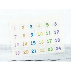 Adventskalender Zahlen Sticker, 3cm rund, weiß BUNTE Zahlen 1-24 Aufkleber, made by BuntMixxDESIGN
