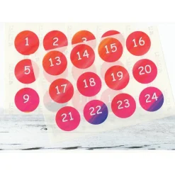 Adventskalender Zahlen Sticker, 4cm, Farbverlauf pink lila, Zahlen 1-24 Aufkleber, made by BuntMixxDESIGN