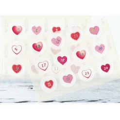 Adventskalender Zahlen Sticker, 4cm, pink rosa HERZ mit Zahlen 1-24 Aufkleber, made by BuntMixxDESIGN