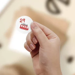 Adventskalender Zahlenaufkleber *Scandi Christmas* / 24 runde Aufkleber / ∅ 40 mm