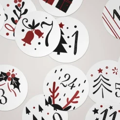 Adventskalender Zahlenaufkleber *Christmas Red* / 24 runde Aufkleber / ∅ 40 mm