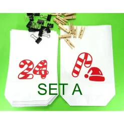 Adventskalender Zuckerstange rot weiss, Kraftpapiertüten, Foldback Klammer Holzklammern, by BuntMixxDESIGN