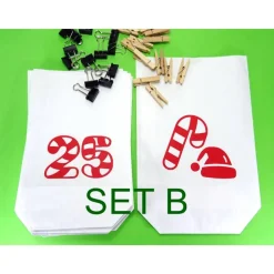 Adventskalender Zuckerstange rot weiss, Kraftpapiertüten, Foldback Klammer Holzklammern, by BuntMixxDESIGN