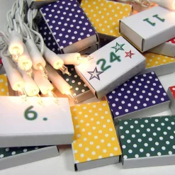 Adventskalender zum Befüllen Mini-Schachteln Schiebeschachtel Punkte Pünktchen bunt grün rot lila Advent