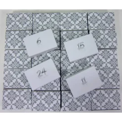 Adventskalender zum Befüllen hellgrau weiss Kachel Muster Schiebeschachtel Schachteln Advent, BuntMixxDESIGN