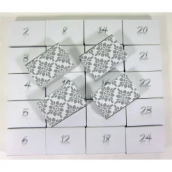 Adventskalender zum Befüllen hellgrau weiss Kachel Muster Schiebeschachtel Schachteln Advent, BuntMixxDESIGN