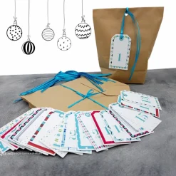 Adventskalender zum Befüllen – 24 Kraftpapiertüten mit Zahlenanhängern & Satinbändern