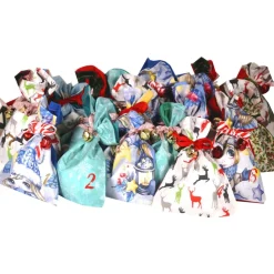 Adventskalender zum Befüllen – Stoff Säckchen mit Zahlen & Band, 24-teilig, Handmade