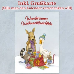 Adventskalender-Rätsel für Kinder ab 6 Jahren um 24 Wichtelwünsche von Waldtieren, mit großem Wald-Panorama (59 x 21 cm)