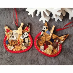Adventskalendersäckchen befüllbar Katzenform Bärchenmotiv