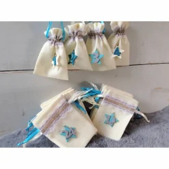 Adventskalendersäckchen türkis weiß zum befüllen nachhaltig wiederverwendbar