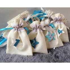 Adventskalendersäckchen türkis weiß zum befüllen nachhaltig wiederverwendbar