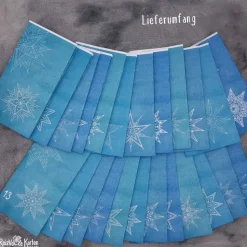 Adventskalender-Tüten mit Stern-Design blau-türkis zum Befüllen – 24 handgefertigte Papiertüten mit Mandalas