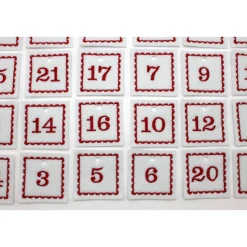 Adventskalenderzahlen Anhänger Zahlen weiß rot Filz eckig bestickt