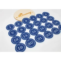 Adventskalenderzahlen Anhänger Zahlen blau Filz rund bestickt / Zahlen Anhänger Adventskalender