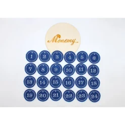 Adventskalenderzahlen Anhänger Zahlen blau Filz rund bestickt / Zahlen Anhänger Adventskalender