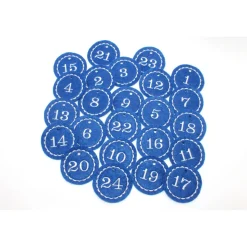 Adventskalenderzahlen Anhänger Zahlen blau Filz rund bestickt / Zahlen Anhänger Adventskalender