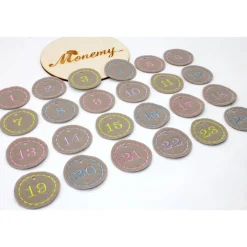 Adventskalenderzahlen Anhänger Zahlen taupe pastell Filz rund bestickt