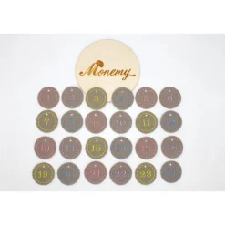 Adventskalenderzahlen Anhänger Zahlen taupe pastell Filz rund bestickt