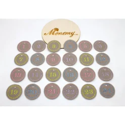 Adventskalenderzahlen Anhänger Zahlen taupe pastell Filz rund bestickt