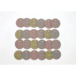 Adventskalenderzahlen Anhänger Zahlen taupe pastell Filz rund bestickt