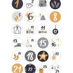 Adventskalenderzahlen Buttons mit Sicherheitsnadel zum Befestigen