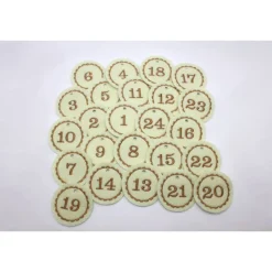 Adventskalenderzahlen creme Filz rund bestickt / Anhänger Zahlen / Zahlen aus Filz / Filzzahlen / Zahlen Adventskalender