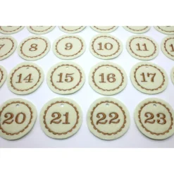 Adventskalenderzahlen creme Filz rund bestickt / Anhänger Zahlen / Zahlen aus Filz / Filzzahlen / Zahlen Adventskalender