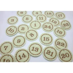 Adventskalenderzahlen creme Filz rund bestickt / Anhänger Zahlen / Zahlen aus Filz / Filzzahlen / Zahlen Adventskalender