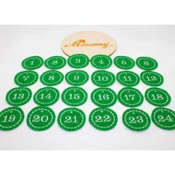 Adventskalenderzahlen grün Filz rund bestickt / Anhänger Zahlen / Zahlen aus Filz / Filzzahlen / Zahlen Adventskalender